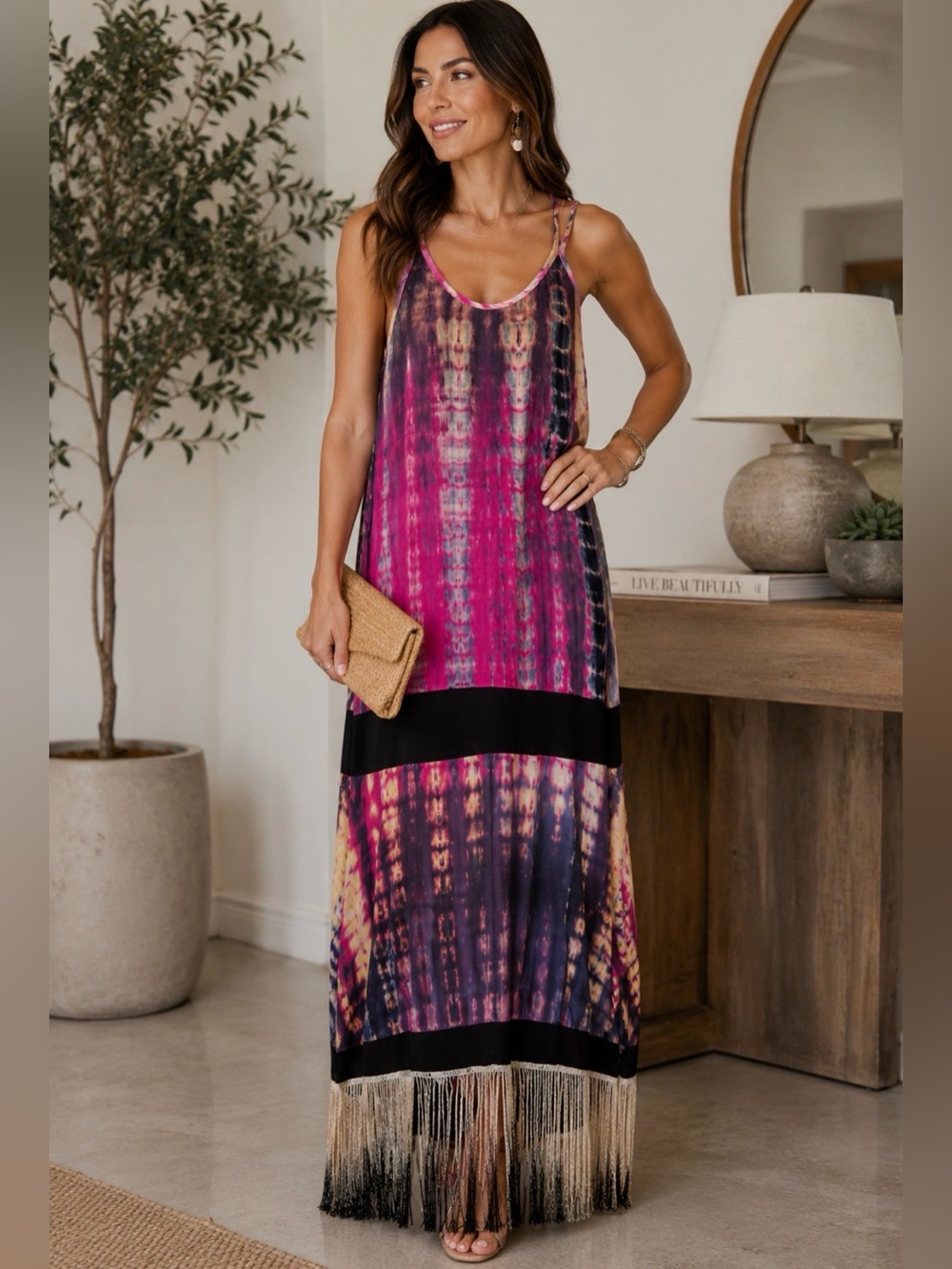 Peppe Peluso Pink and Black Tie-Dye Racerback Tank Top